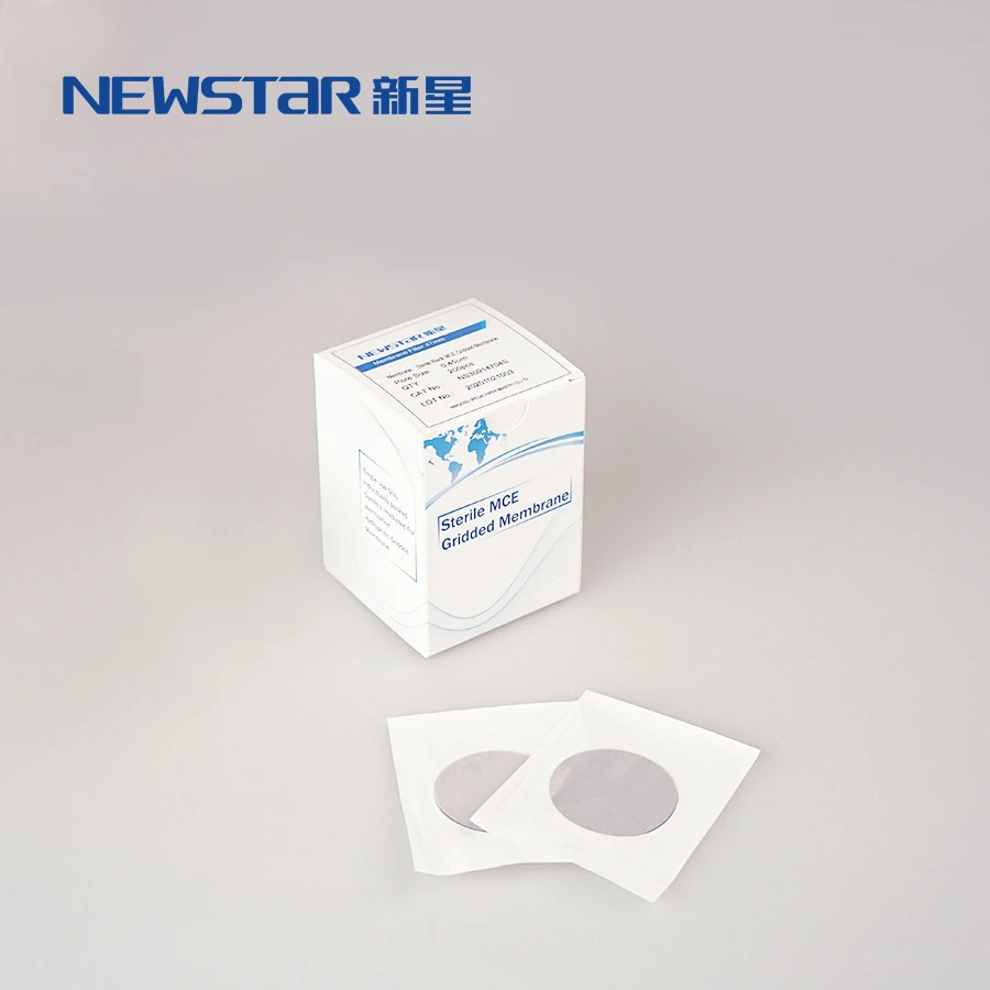Sterile MCE (Mix Cellulose Ester) 47/50mm membrane filter 0.45um  Gridded (white membrane , black gridded)individually packed