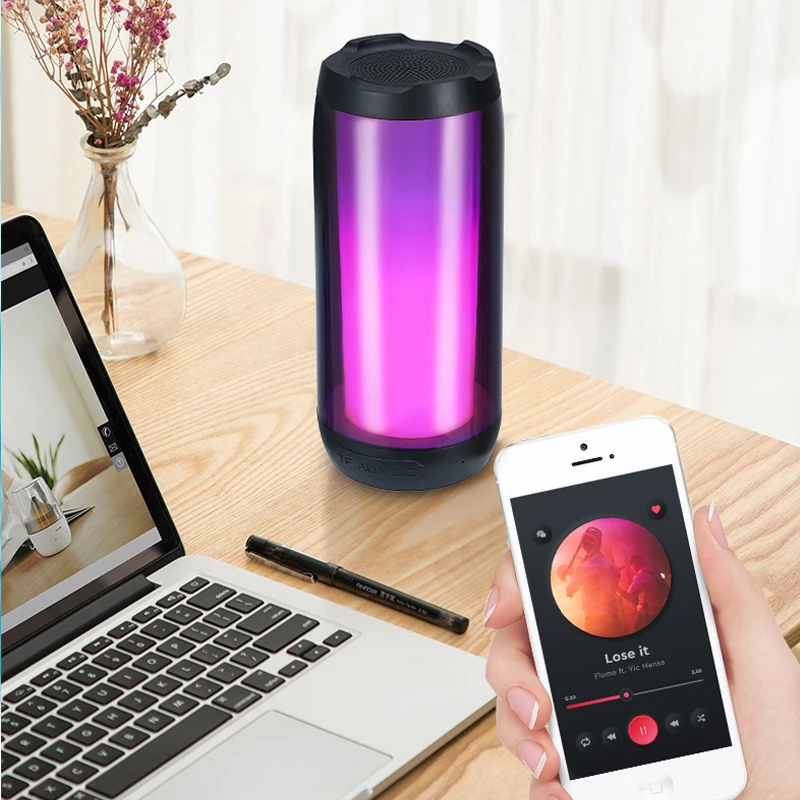 2022 Factory Price Blue tooth Speaker Colorful LED BT Wireless Portable RGB TWS Speakers Soundbar Sound  3D Surround OEM