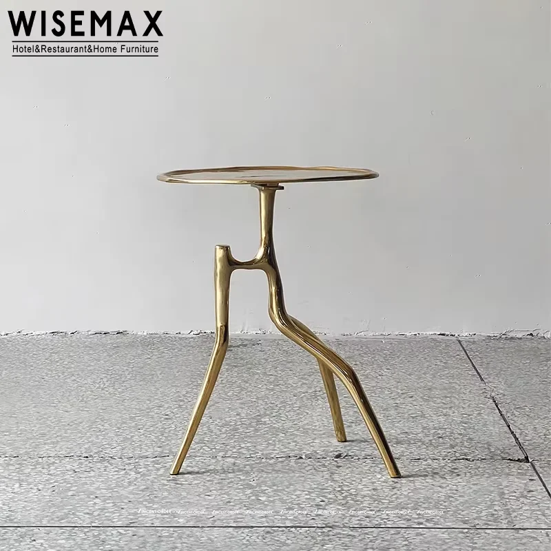 WISEMAX мебель ретро латунный журнальный столик с круглой крышкой для гостиной стул со стороны уникальные ветки дерева дизайн боковой стол