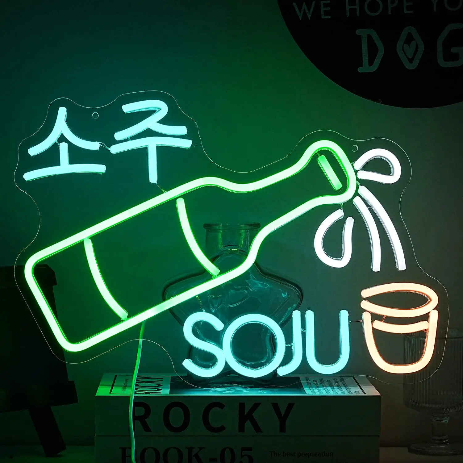 Корейская светодиодная неоновая вывеска Soju барная и ресторанная кухня винный погреб стеклянный декор яркая для корейской столовой