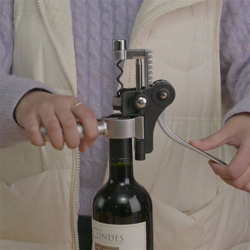 Hot Selling Customized Packaging Aluminum Alloy wine opener corkscrew with stand and foil cutter