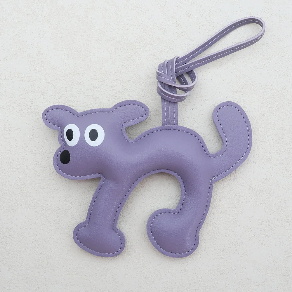 Pu Leather Dog Cat Charms Pendants Keychain Ladies Backpack Pendant Handbag Bag Charm Parts & Accessories