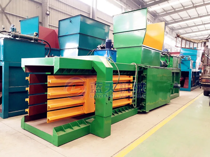 High pressure 200 ton grass baler machine automatic horizontal hydraulic baler for plastic