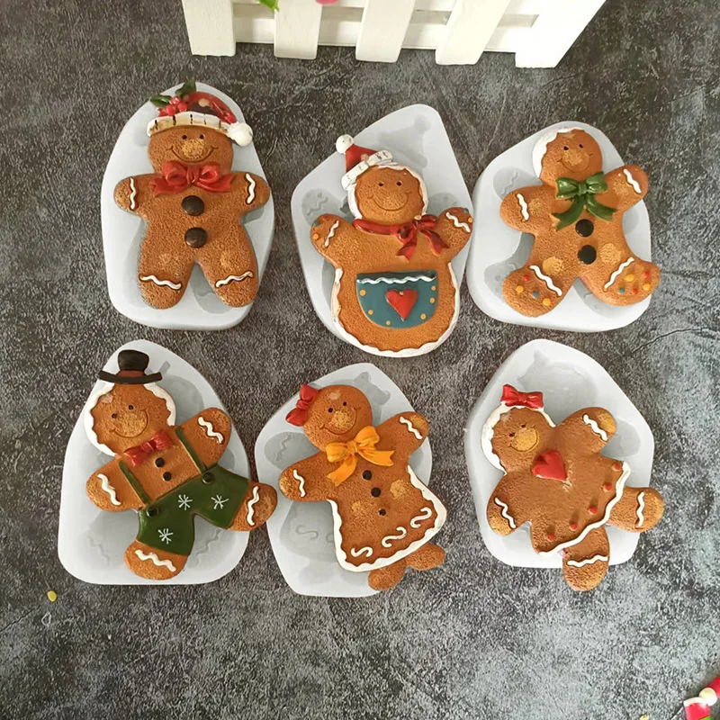 W577 DIY Christmas Cookies Chocolate Baking Tool Gingerbread Man Cake Decorating Fondant Silicone Mold