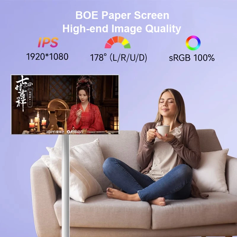 21.5inch Stand by Touch Screen Monitor Removable and Portable TV Rechargeable LCD Smart TV for Live Work and Gaming