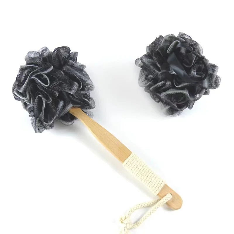 Stick-Bamboo Charcoal Loofah Sponge Shower Exfoliating Luffa for Women Men