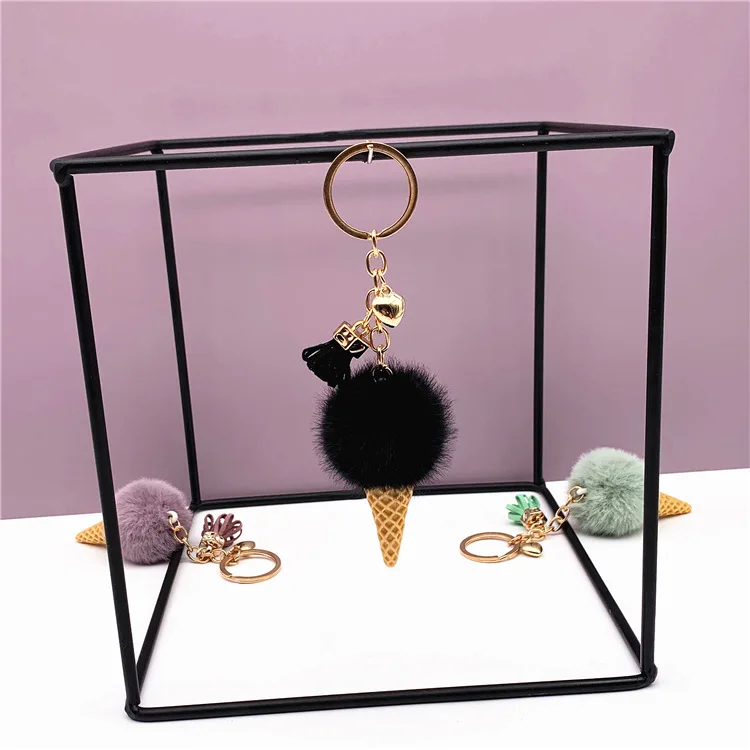 Popular Ice Cream Plush Keychain Cartoon Cute Bag Pendant Car Cone Key Chain Creative Gift