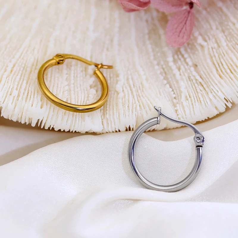 New Style Hoop Earrings 18K women earrings hoops Ladies Fashion Jewelry gold plated stainless steel hoop earrings