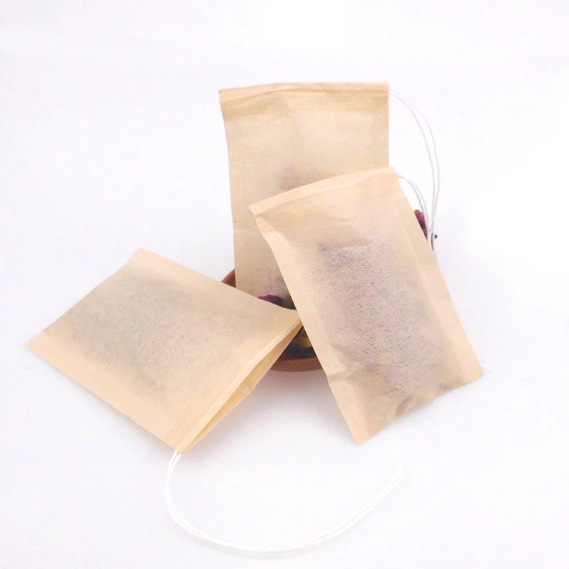 Tea Filter Bags, Disposable Paper Tea Bag with Drawstring Safe Strong Penetration Unbleached Paper for Loose Leaf Tea,Coffee