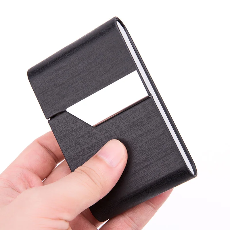 Персонализированный Держатель для визиток из искусственной кожи, алюминиевый металлический чехол для визиток для женщин и мужчин, держатель для визиток