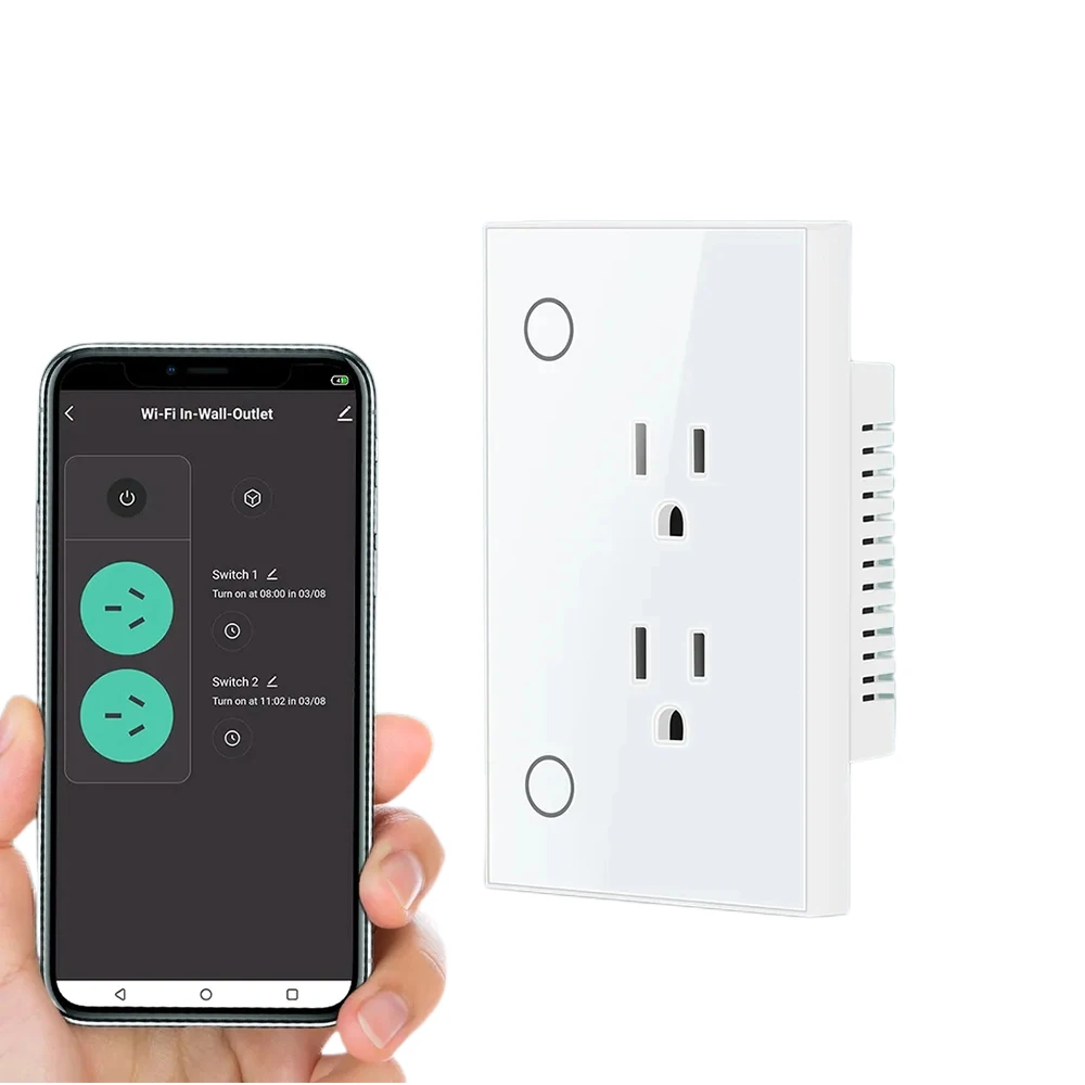 Умная электрическая розетка Tuya WIFI управление 15A настенная с таймером США подходит для Google Home
