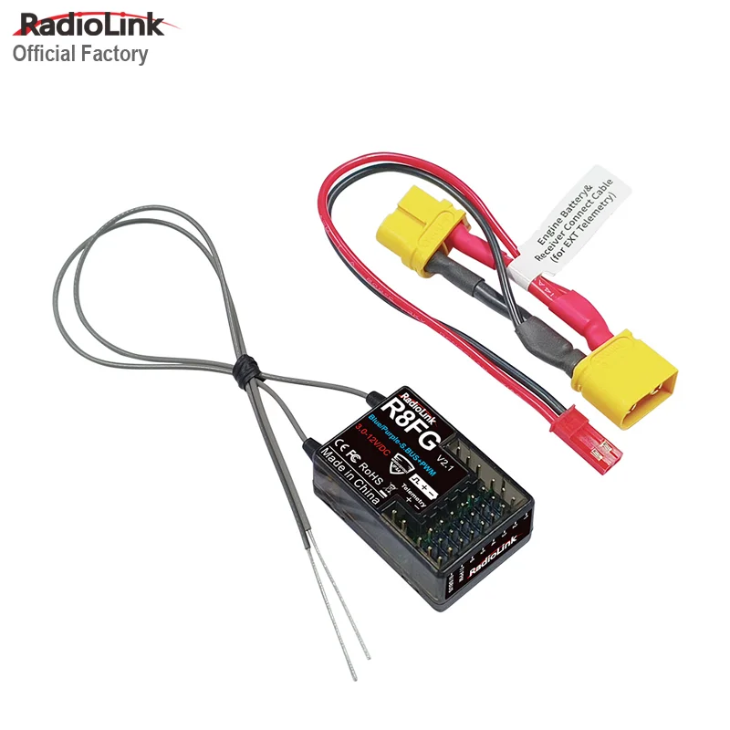 IPX4 Waterproof 3~12V Radiolink R8FG Receiver 8-Channel Dual Antenna Receiver with Gyro Integrated SBUS&PPM&PWM