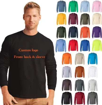 Custom LOGO Your Own Design Cotton Polyester Men Long sleeve t shirt custom full Long sleeve t shirt for men Dropshipping