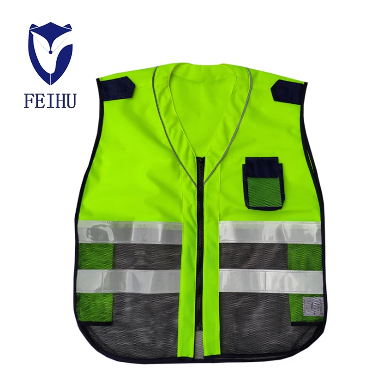 High visibility reflective vest security vest with multi function pockets