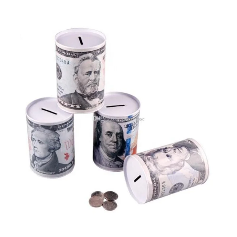China Factory Direct Promotion Gift Coin Bank Metal Containers Money Saving Round Tin Can