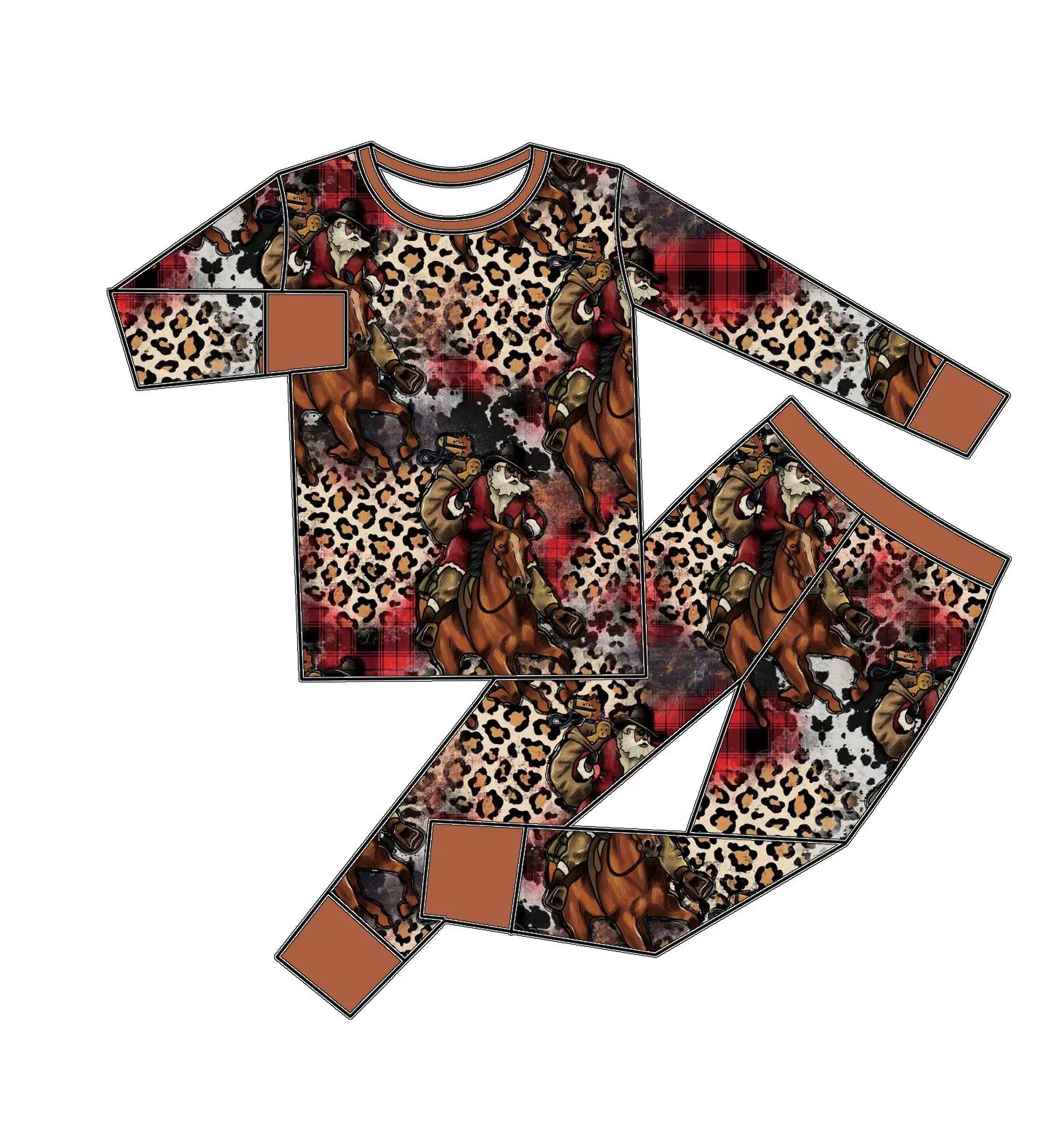 Qingli ODM  Beautiful Outfit Cowhead  Print Sleeping Suits For New Born Babies cute soft Pajamas Sets For Kids