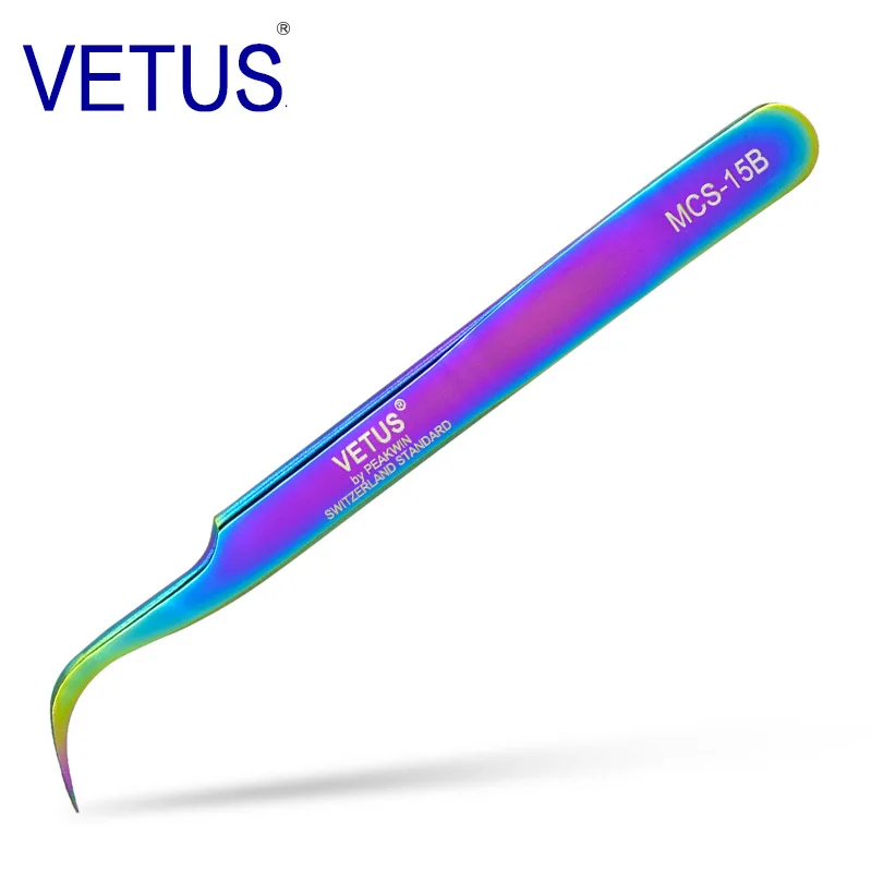 Wholesale Gold VETUS MCS15B Stainless Steel Volume Lash Tweezers Private Label Eyelash Tweezers