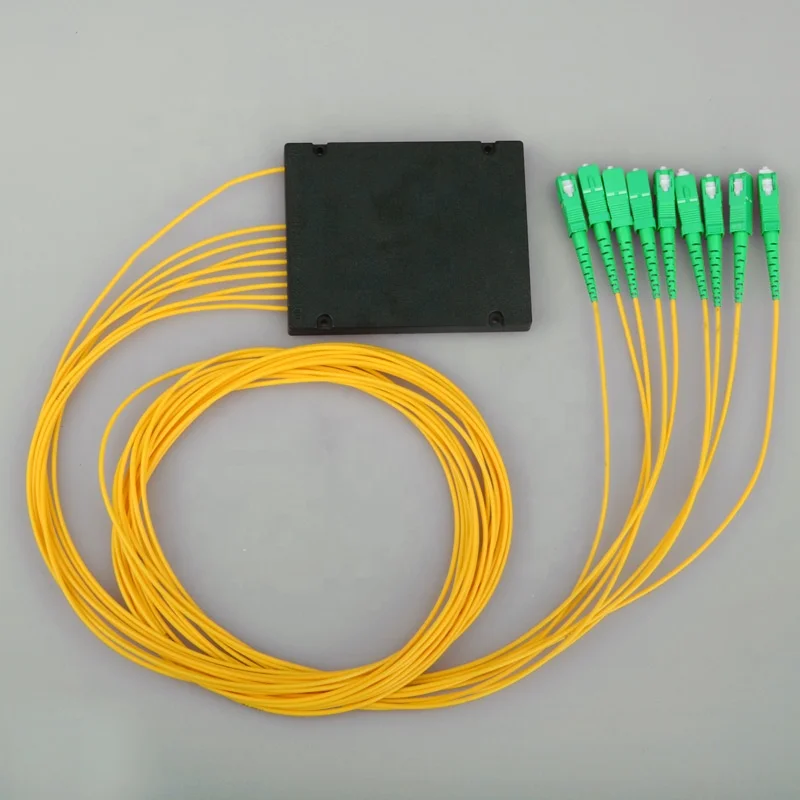 1:8 SC UPC APC ABS Box Fiber PLC Splitter 1X8 Single Mode Pembagi ABS Module Optical Pigtail 1M 1.5m Splitter