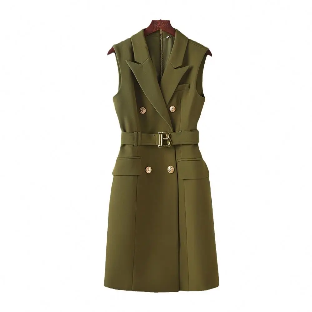 Women Office Clothing Ladies Bodycon Blazer And Dress Off Shoulder Show Slim With Gold Belt Elegant Casual Dress