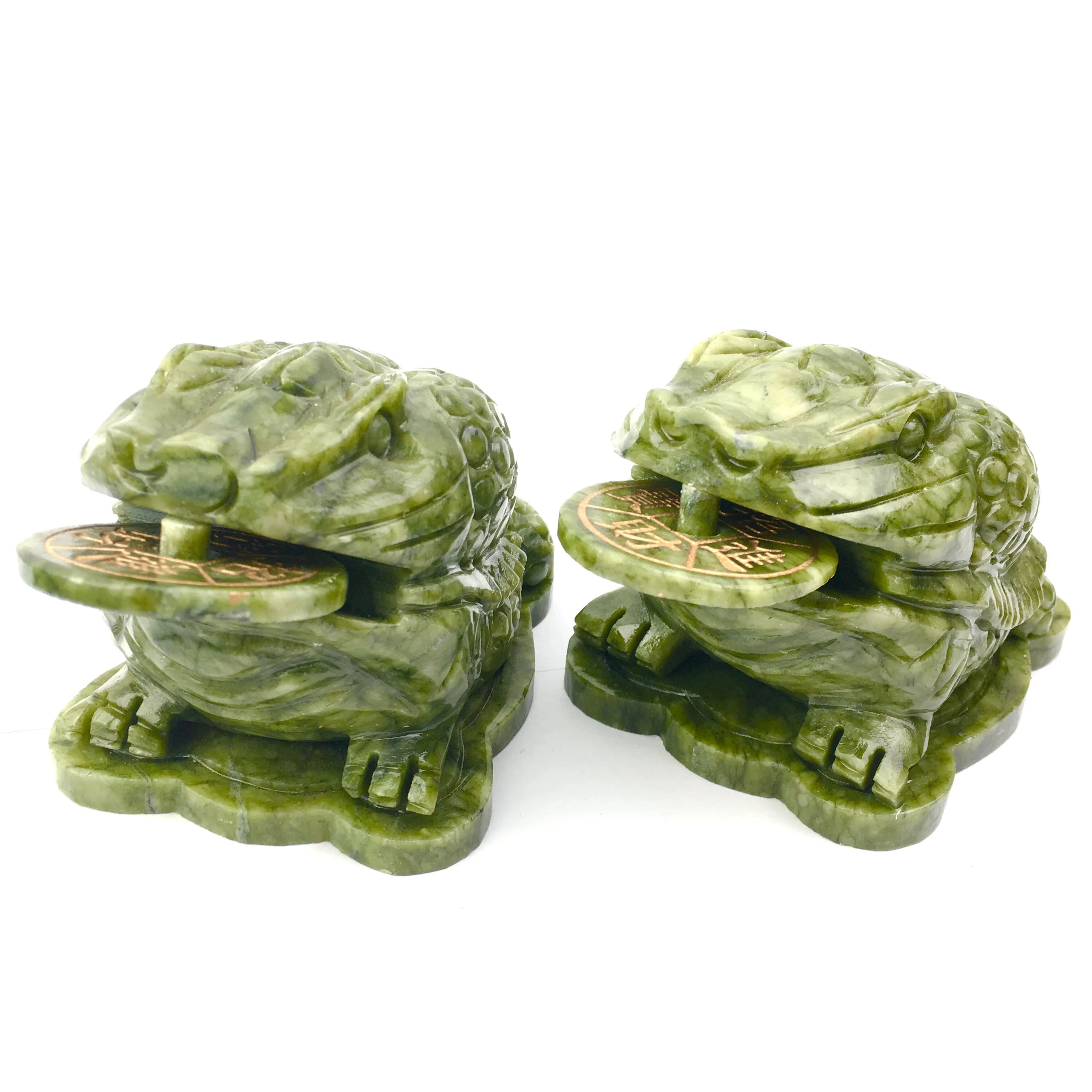 
Hot wholesale Natural Green Jade Toad Money Frog for Fengshui 