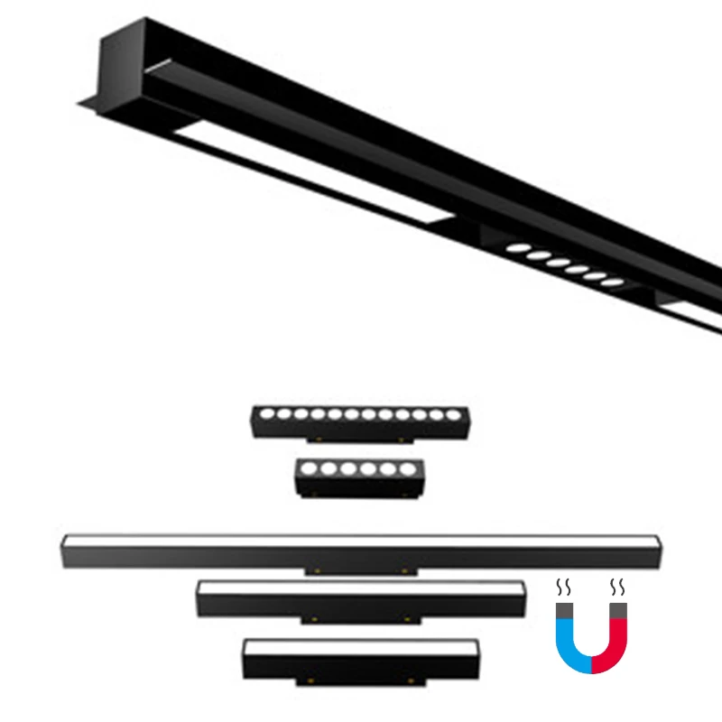
high Click linear Factory Price Low Voltage 48V New design shop cob surface mounted spotlight Embedded Magnetic track light 