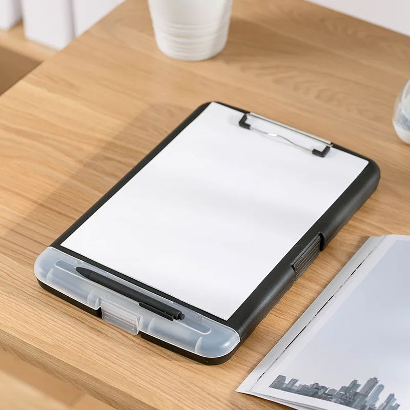 Xinyi Art file folder custom writing board plastic A4 nursing storage foldable black clipboard with clip