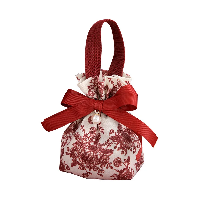 Flower Printed Pouch New Design Wedding Candy Bags Drawstring Pouch Candy Canvas Sachet Gift Bags