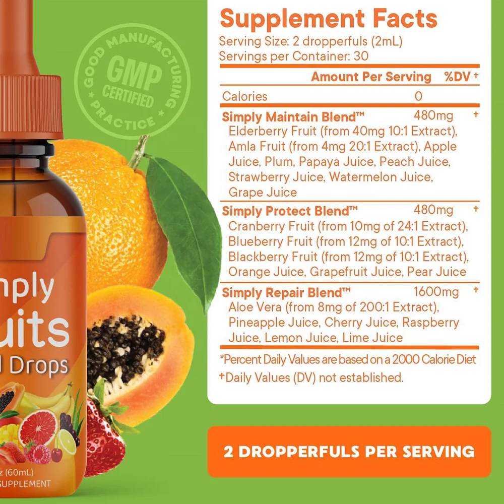 Fruit and Vegetable Liquid Drops Made with Whole Food Superfoods Fruit and Veggie Drop For Digestion and Dietary Supply
