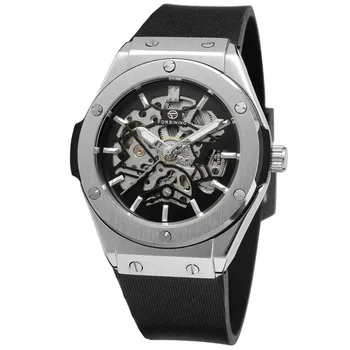 Popular Brand Forsining 389 Men Vintage Luxury Silicone Belt Self-winding Full Automatic Mechanical Skeleton Wrist Watches