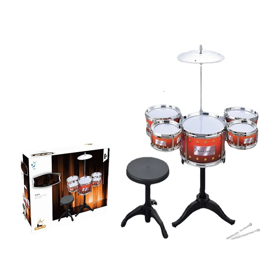 High quality kid drum kit educational music Desktop jazz drum set electroplate drum toy