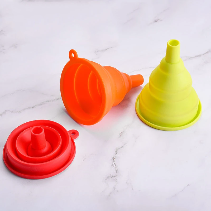 Food Grade Silicone Folding Funnel Kitchen Accessories Gadget Silicone Collapsible Funnel for Liquid Powder Transfer