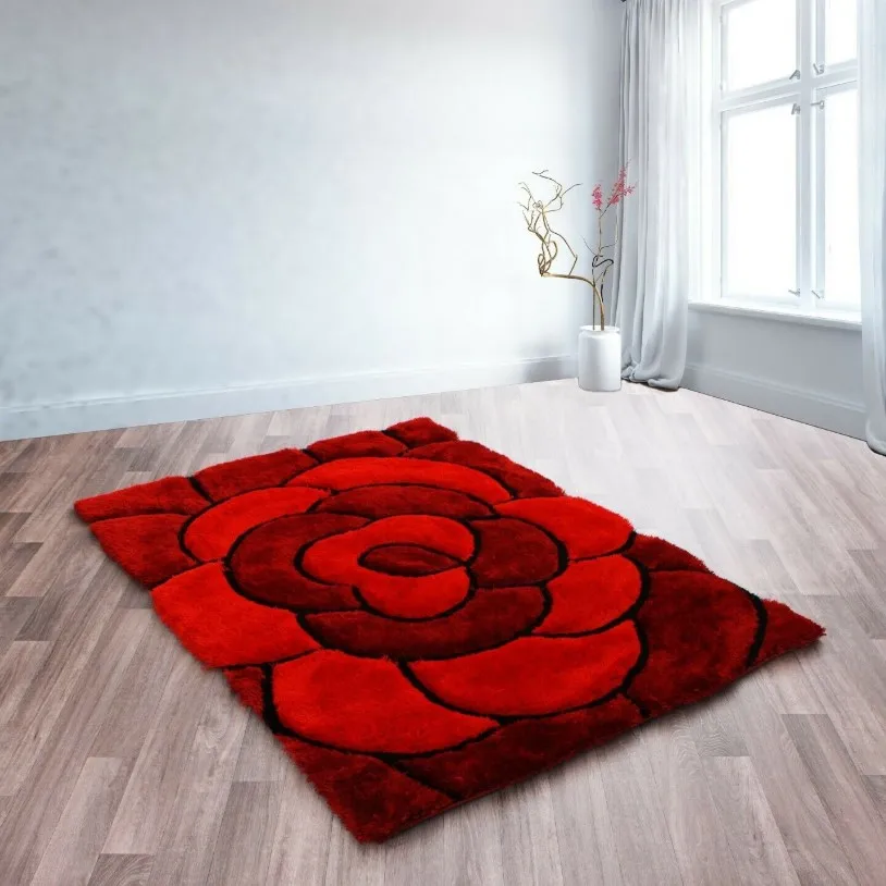 3D Hand-carved Stone RUG MULTI GREY Luxurious 3D Shaggy Yellow & Grey Rug