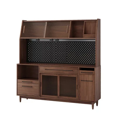 High quality kitchen modern furniture dining room wooden sideboard rock panel solid wood high storage space customized