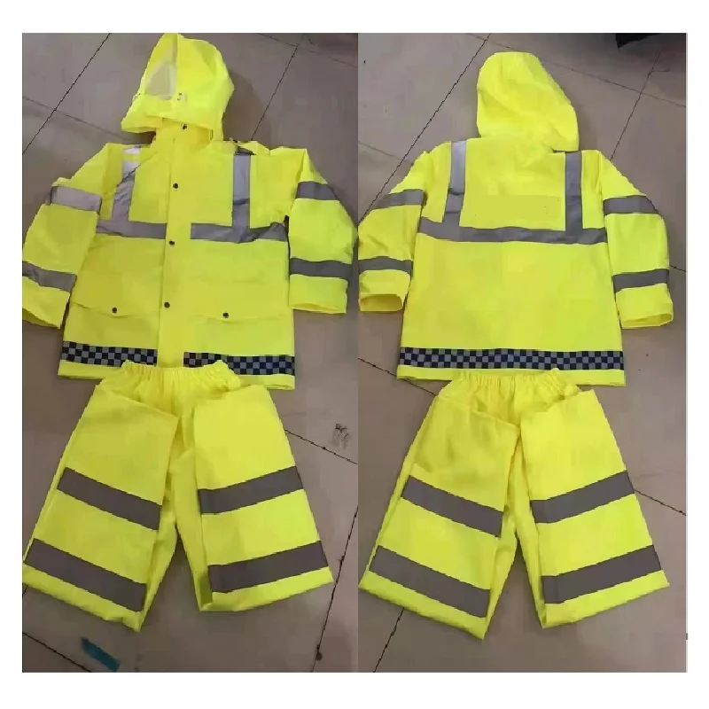 Custom logo express airport raincoat High Vis Jacket Construction Safety Reflective Strips Work Reflect Hi Vis Vest Safety Wear