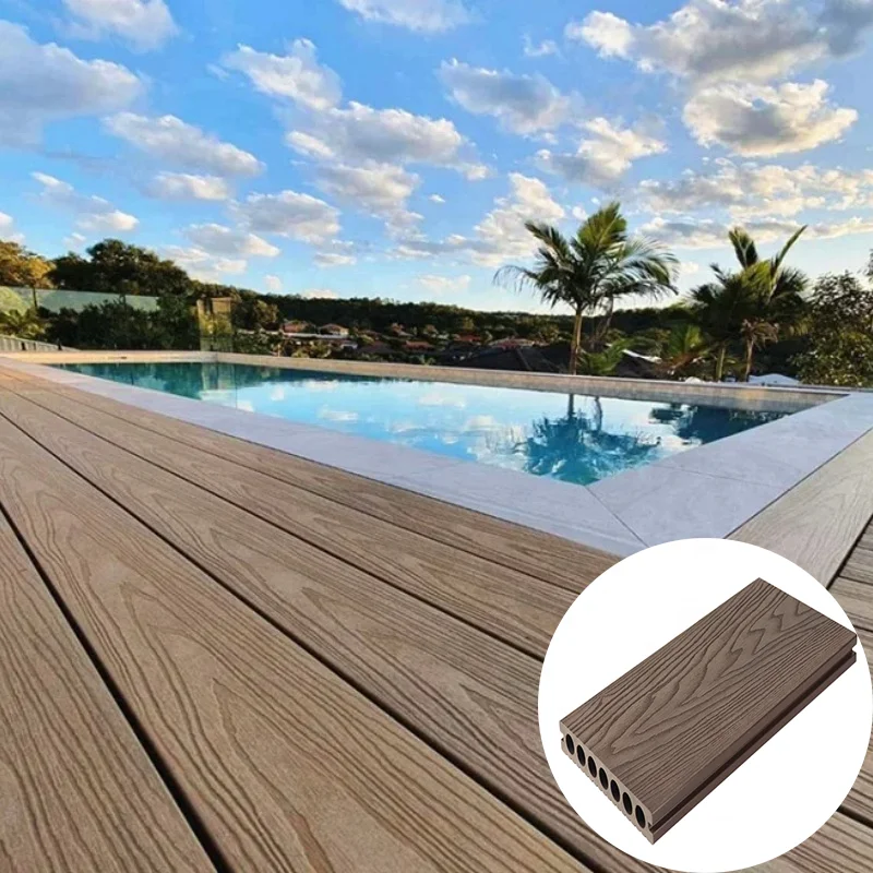 Outdoor Waterproof Pool Decking Wood Plastic Terrace Flooring Terrace Pool Wood Composite Decking Floor Plank Pool Deck Cover
