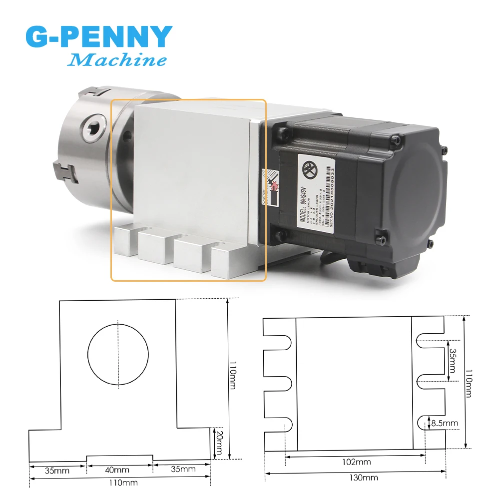 NEW! 4th Axis 3Jaw 100mm CNC dividing head/Rotation Axis/A axis kit NEMA34 86HS45N 4.5N.m & HBS86H Closed loop stepper
