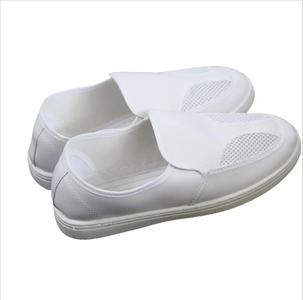 Бело-голубая ПВХ подошва Двойная сетка Очищающая комната Антистатическая обувь