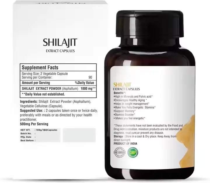 Shilajit resin extract - 1000mg max potency, 85+ trace minerals, Humic & Fulvic acid. For both sexes. Supports immunitye
