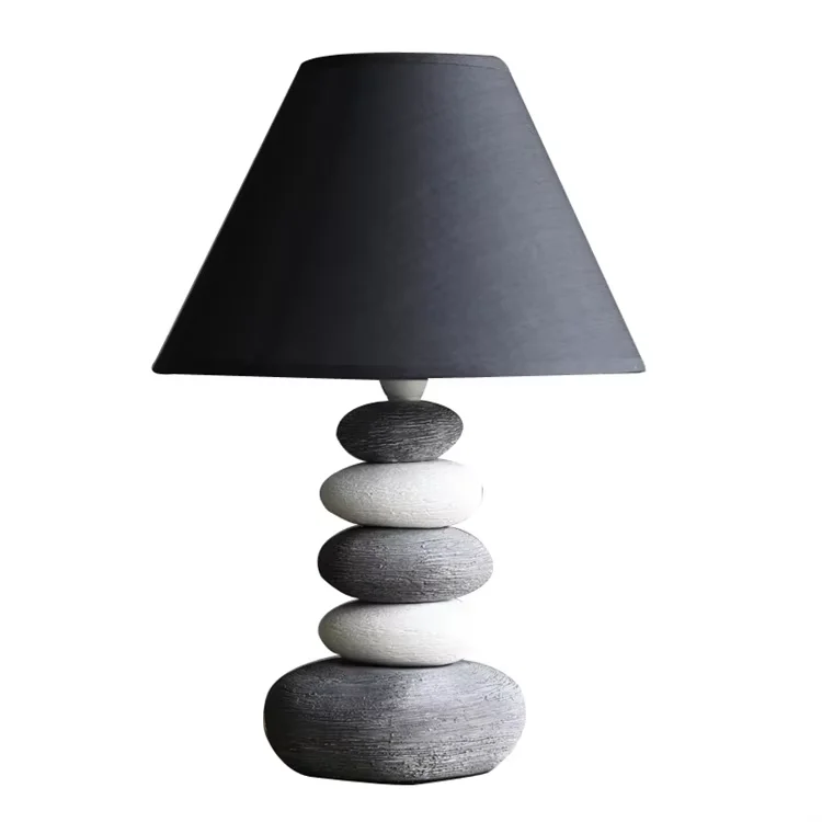 China Factory Custom Creative Table Lamp Pink Unique Stone Look Ceramic Nordic Designer Porcelain Bedside Table Lamp