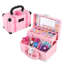 Girls Cosmetics Makeup Pretend Toy Kit Portable Make Up Washable Play Makeup Toys for Children Kids Christmas Gift Toys