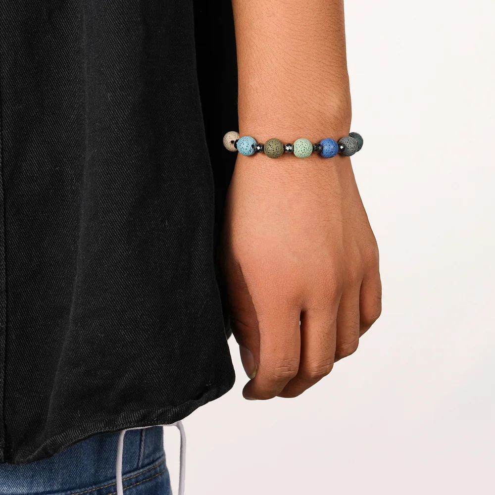 Essential Oil Aroma Diffuser Jewelry DIY Natural Lava Stone Bead Bracelet Wholesale Diffuser Colorful Bead Bracelet