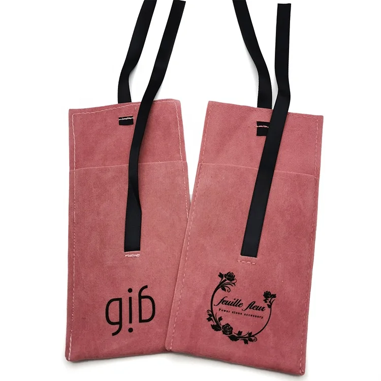 
Custom Logo Printed Velvet Jewelry Pouch Velvet Dust Bag Fashion Bow Decoration Suede Pouch Bag 