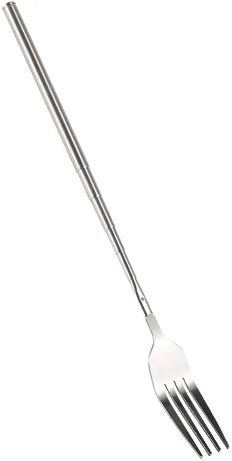 Cutlery-Extends to 25 Inches BBQ Telescopic Extendable Dinner Fork Fruit Dessert Long Handle Fork