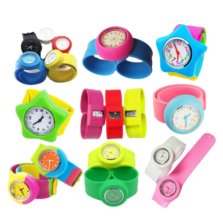 round dial silicone wristband Watch kids slap digital watches