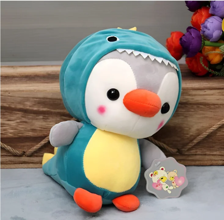 Creative Dressed Penguin Stuffed Animal Plush Toy Cartoon Dino Dressed Penguin Toy for Boys and Girls