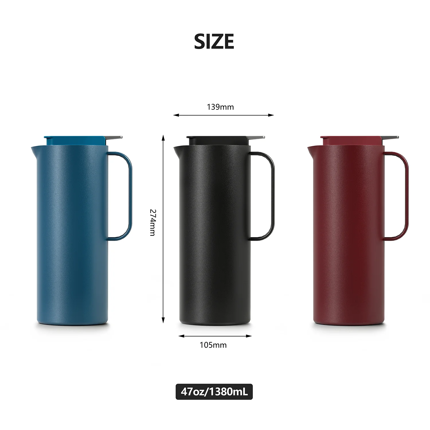 New Arrival metal Vacuum Termos Coffee Stainless Steel Thermal Coffee Carafe Pot with lid and handle