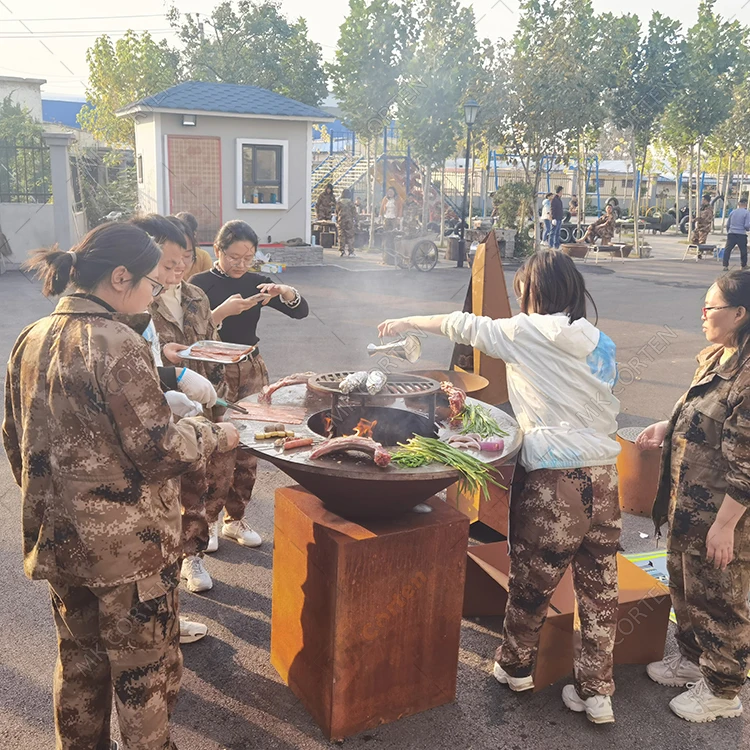 2023 Factory Wholesale Corten Steel Bbq Brazier Round Fire Burner Pot Bowl Outdoor Fire Pit