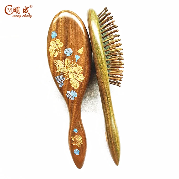 
luxury gift or collection professional nature sandalwood paint logo hair combs and brushes 
