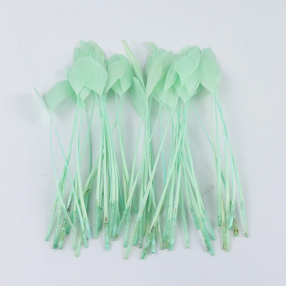 100pcs/pack High Quality  Handmade Trimmed Goose Biot  Feather Stripped White Geese Plumes Feather for Clothes Diy Decoration