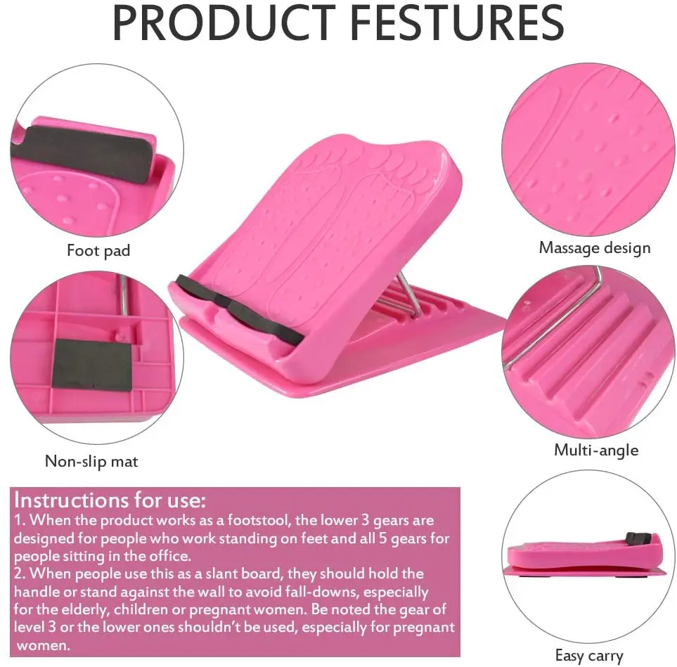 Calf Stretcher Slant Board Calf Stretcher Stretching Tight Calves or Plantar Adjustable 5 Levels Strength Training Equipment